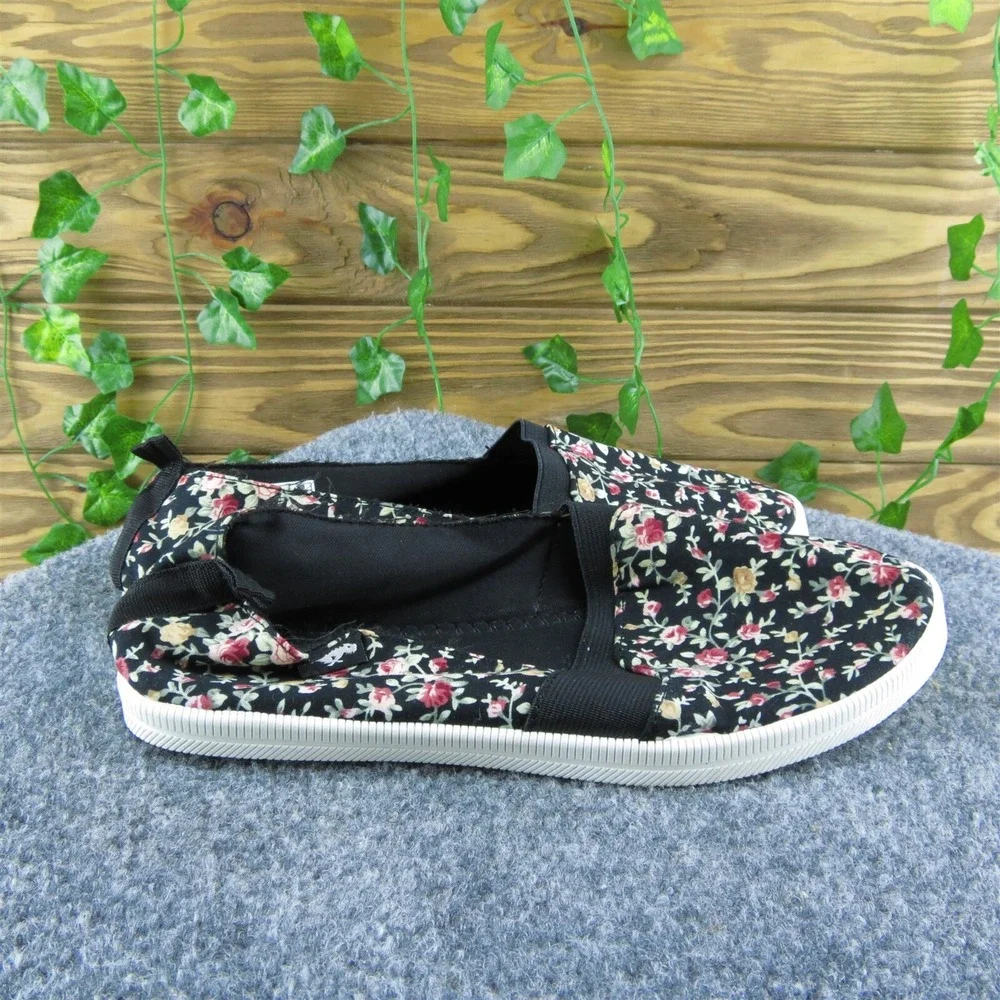 Rocket Dog Plush Foam Women Flat Shoes‎ Black Fabric Slip On Size 6.5 Medium